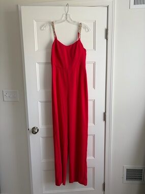 Lilly Pulitzer Red Chain-Detail Jumpsuit